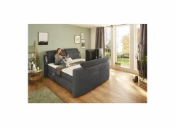Boxspring Moviestar Max 180x200cm - stof - donkergrijs met tv-lift