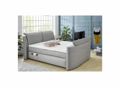 Boxspring Moviestar Max 180x200cm - stof - lichtgrijs met tv-lift