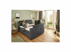 Boxspring Moviestar Normal 180x200cm - stof - donkergrijs  met tv-lift