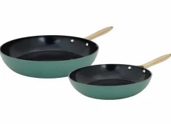 Cosy & Trendy Braadpan Elegance Ø24 & Ø28cm - gerecycleerd aluminium - groen & zwart set van 2