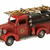 J line Brandweerwagen Antiek 31x12x14cm - metaal - rood
