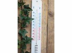 Buitenthermometer H45cm - staal - wit