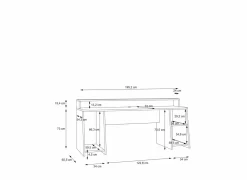 Bureau Tezaur 200x72x91cm - decor - zwart