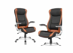 Bureaustoel Army 66x73x121cm - lederlook - zwart & bruin