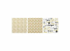 Cadeaupapier Kerst 70x200cm goud wit zwart