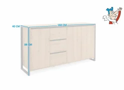 Commode Denver 160cm - decor - artisanale eik & anthraciet