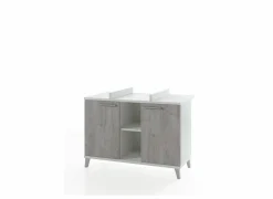 Commode incl luiertafel Stef 130x65x97cm - decor - structuur wit & ribbeck eik