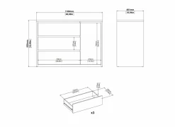 Commode Next 119x48x84cm - decor - wit/jackson hickory