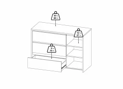 Commode Next 119x48x84cm - decor - wit/jackson hickory