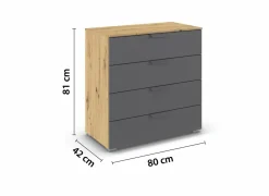 Commode 80x42x81cm - decor - artisanale eik & grijs metallic