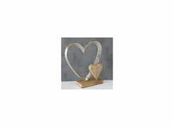Deco Hart Carolyn H22cm - mango massief - bruin & zilver