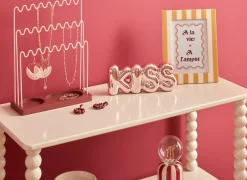 Deco Kiss/Wow H8,5cm - dolomiet - roze