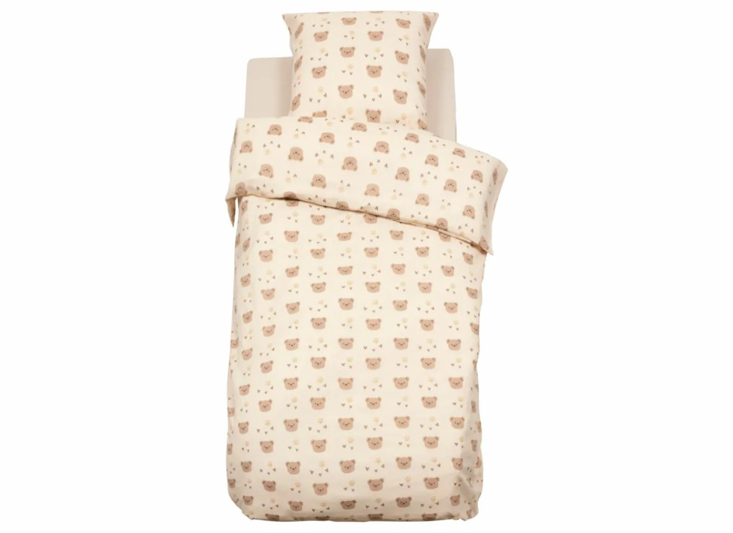 Dekbedovertrek Beermotief 140x200cm - katoen & polyester - beige