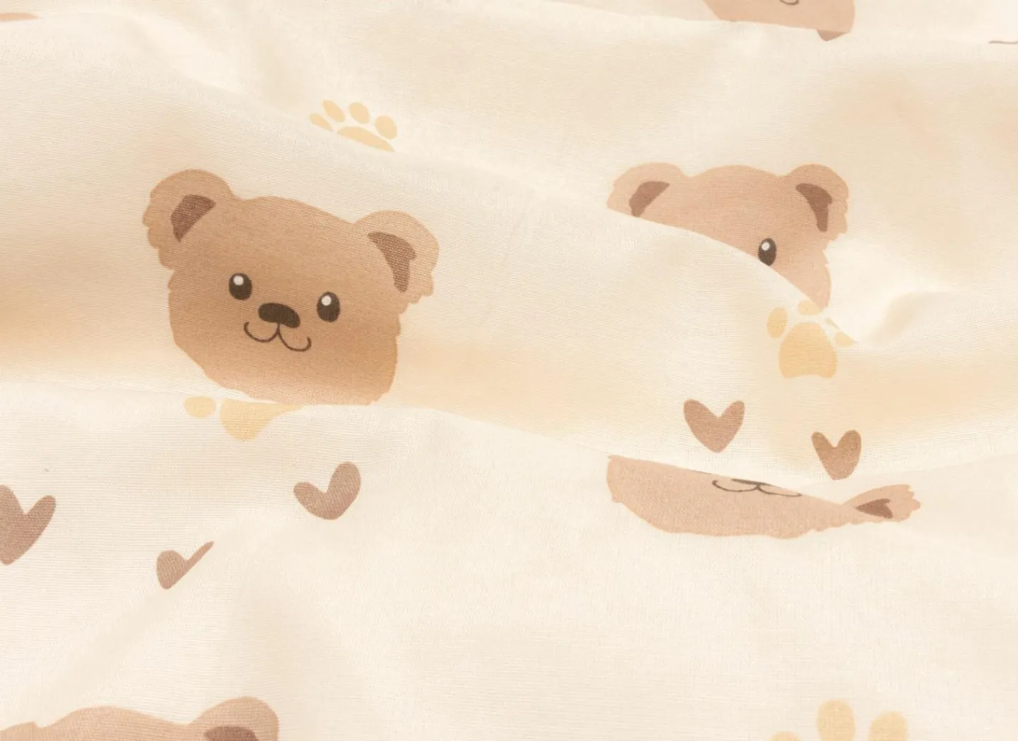 Dekbedovertrek Beermotief 140x200cm - katoen & polyester - beige