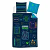 Dekbedovertrek Minecraft 140x200cm - microvezel - blauw