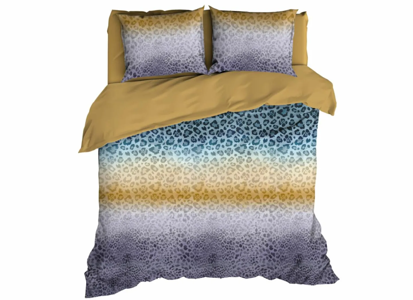 Dekbedovertrek Panthera Oker 240x200/220cm - satijn - groenblauw