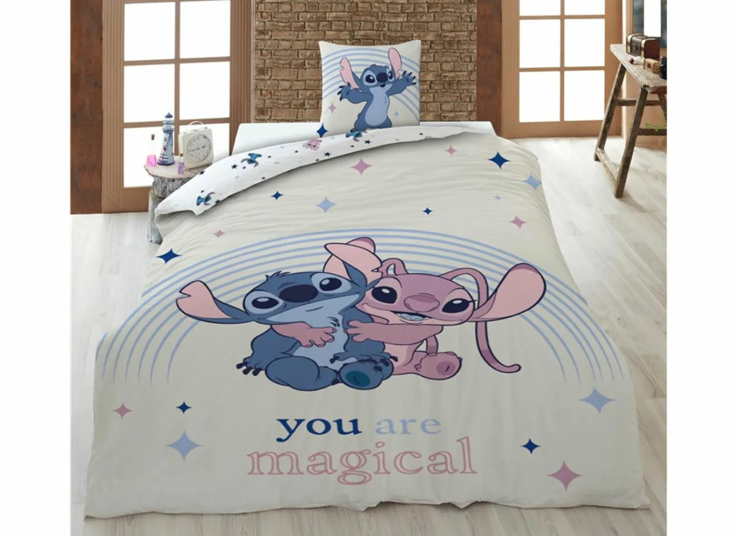 Dekbedovertrek Stitch 140x200cm - polykatoen - beige