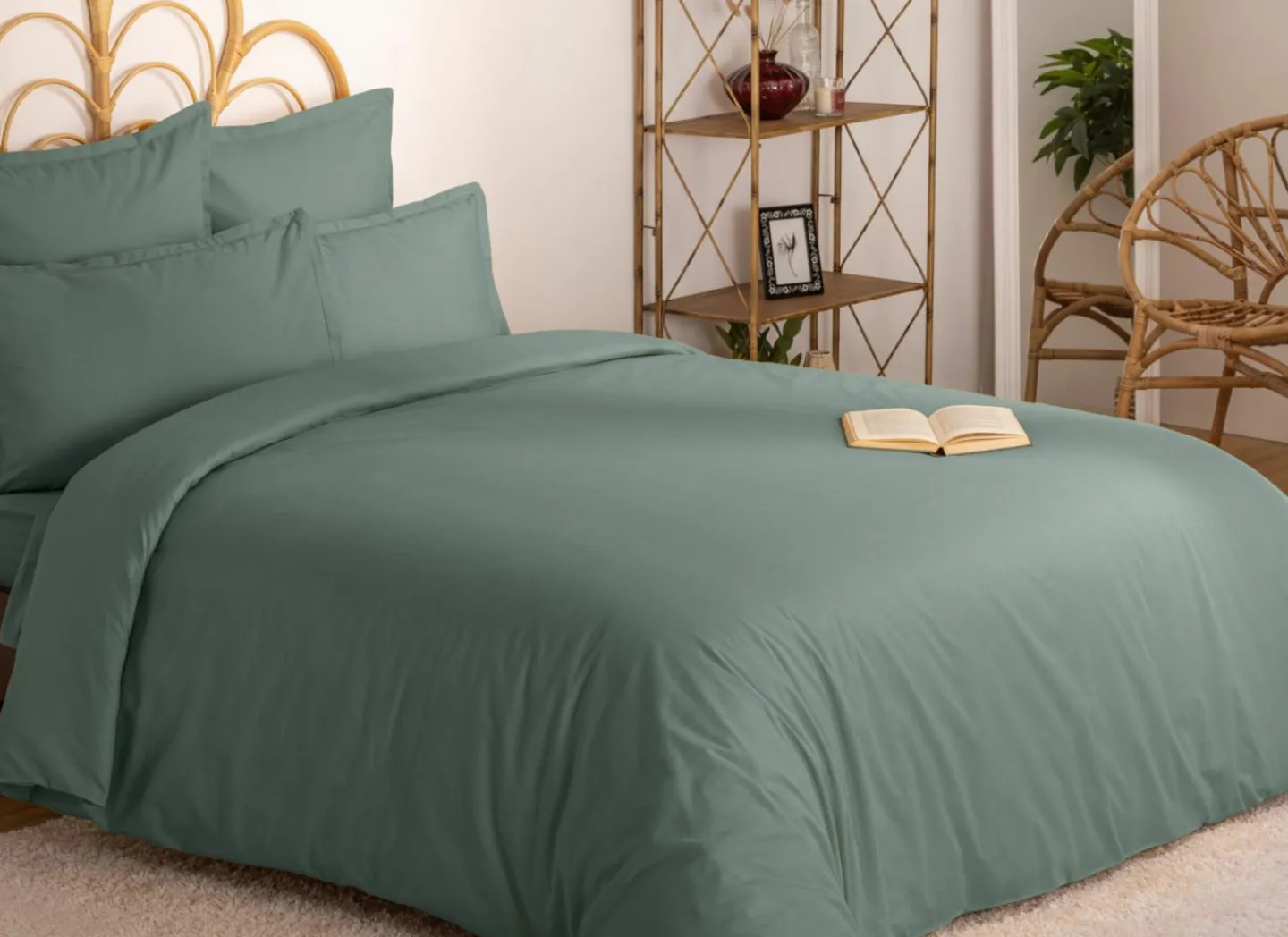 Dekbedovertrek 140x220cm - katoen - celadon excl. kussenslopen