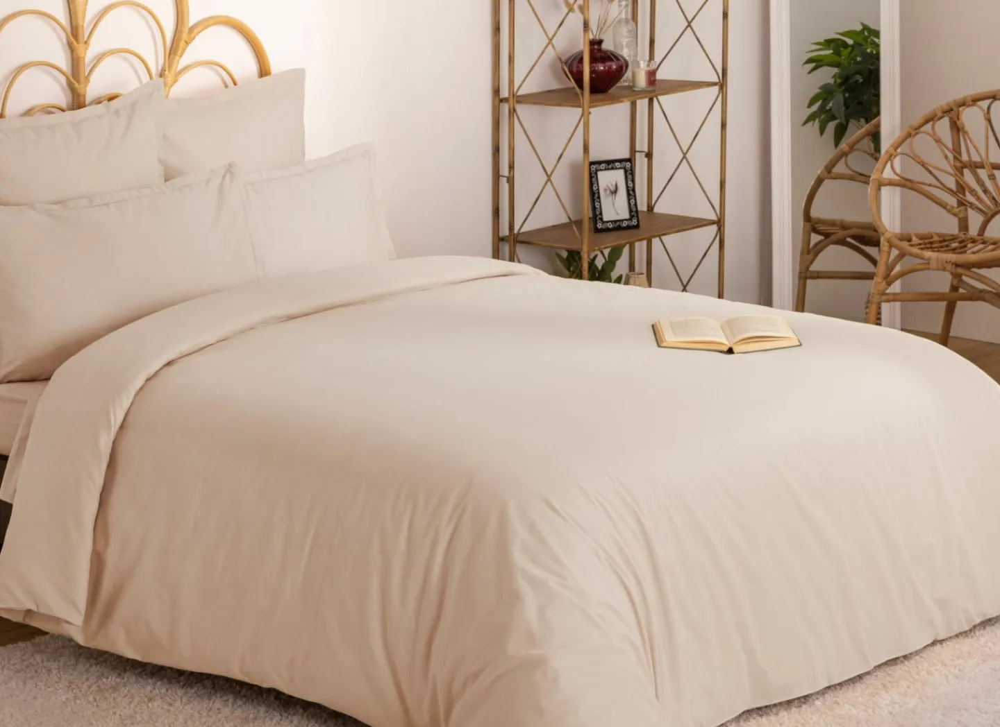 Dekbedovertrek 140x220cm - katoen - beige lin excl. kussenslopen