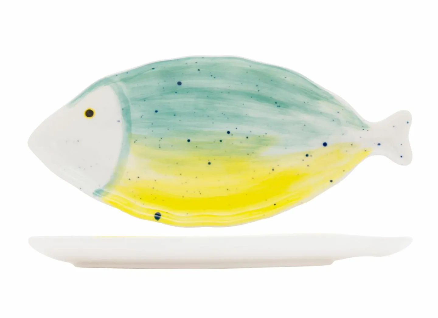 Cosy & Trendy Dessertbord Coral 43x19,7cm - porselein - geel & groen