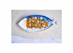 Cosy & Trendy Dessertbord Coral 43x19,7cm - porselein - wit & blauw