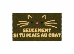Deurmat Si tu plais au chat 70x40cm - kokos & PVC - multicolor
