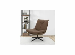 Draaifauteuil A8036 75x90x87cm - leder - cognac