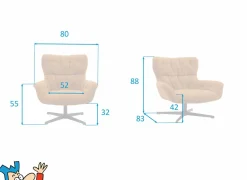 Draaifauteuil Hopi 80x83x88cm - stof - oranje