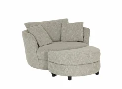 Draaifauteuil Nest 128x120x69cm - stof - beige/grijs