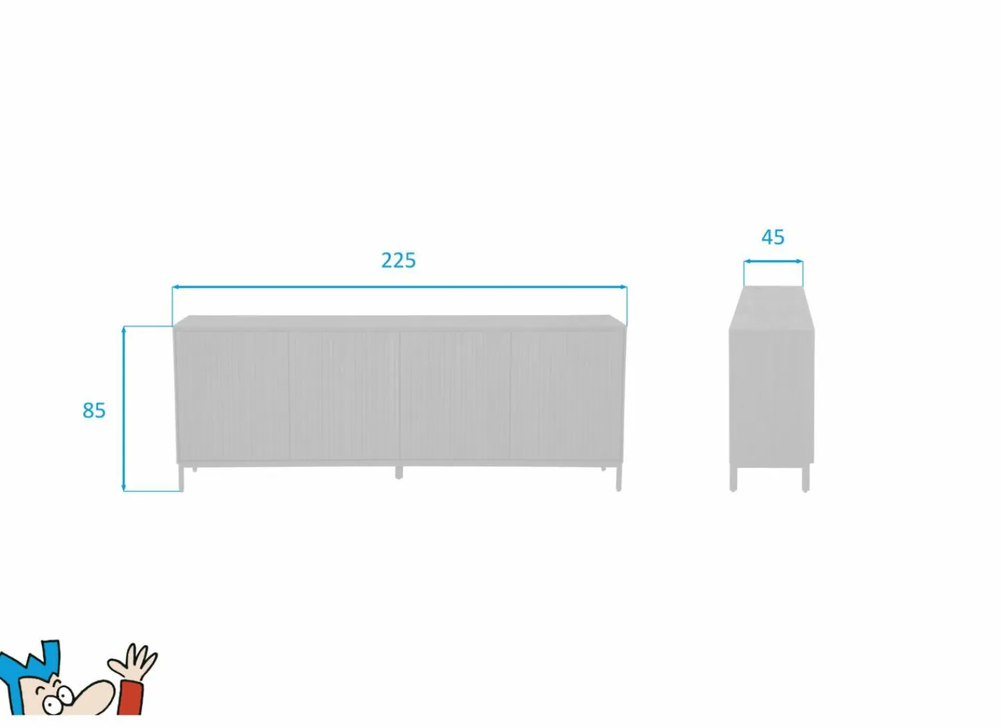Dressoir Aquilano 225cm - acacia massief - zwart