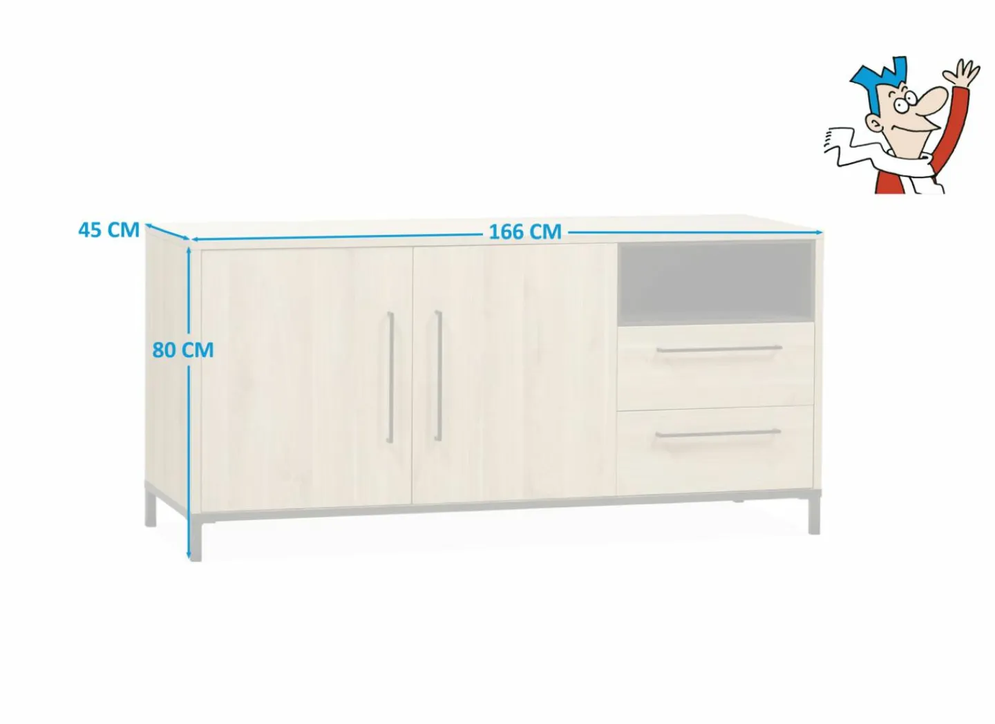 Dressoir Bridge 166cm - lamulux - fresh oak & old piano