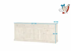 Dressoir Capriccio 237cm - mango massief - naturel