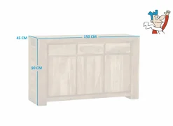 Dressoir Carbone  150cm - sheesham massief & decor - naturel