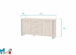 Dressoir 177cm - decor - bruin & zwart