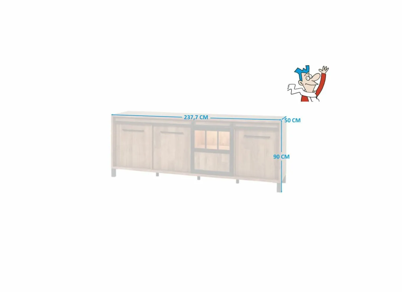 Dressoir 238cm - decor - old teak & matt black