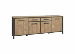 Dressoir 240cm - decor - oranje teakhout & matzwart