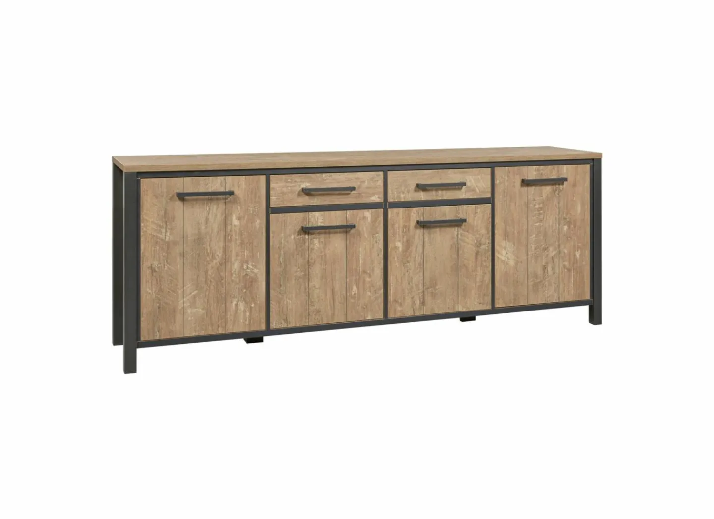 Dressoir 240cm - decor - oranje teakhout & matzwart