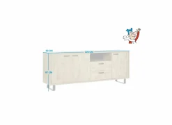 Dressoir Como 1 220cm - melamine - golden oak