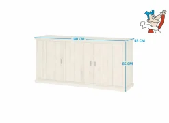 Dressoir Grimaldi 180cm - eik massief & decor - naturel