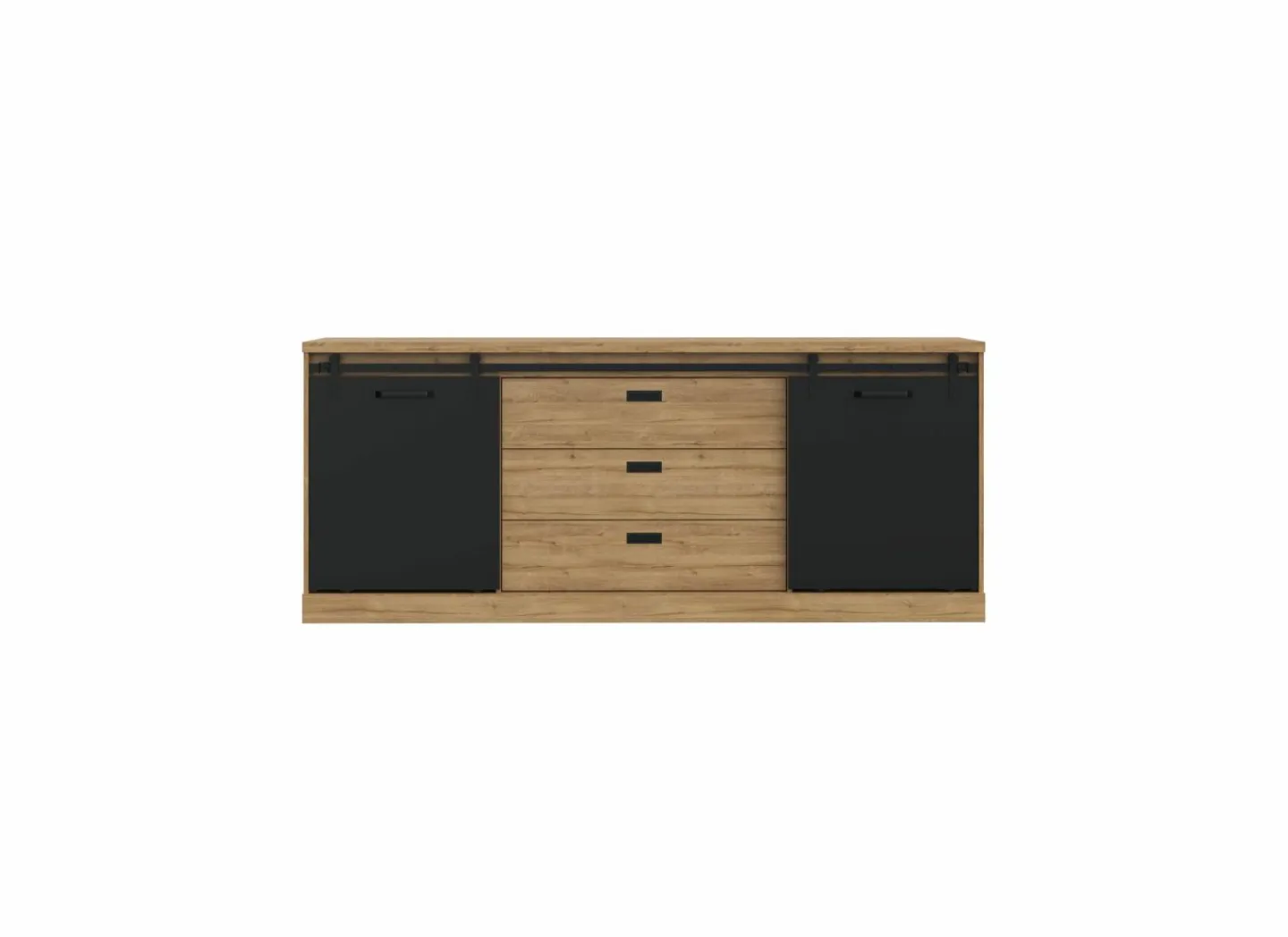 Dressoir Kaszimiro 213cm - decor - waterford eik & zwart