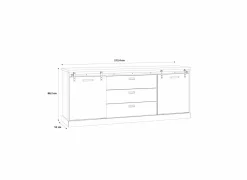 Dressoir Kaszimiro 213cm - decor - waterford eik & zwart