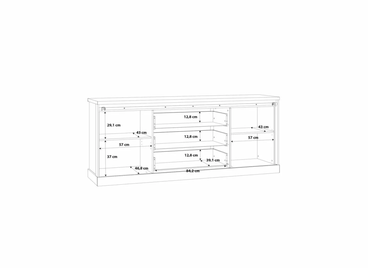 Dressoir Kaszimiro 213cm - decor - waterford eik & zwart