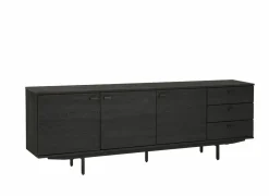 Dressoir Mauri 240cm - eik massief & decor - zwart