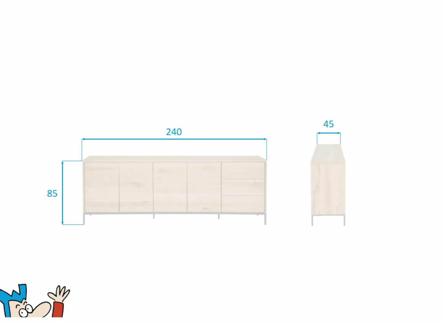 Dressoir Nomade 240cm - eik massief & decor - naturel