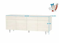 Dressoir Palacio 225cm - eik massief & decor- naturel