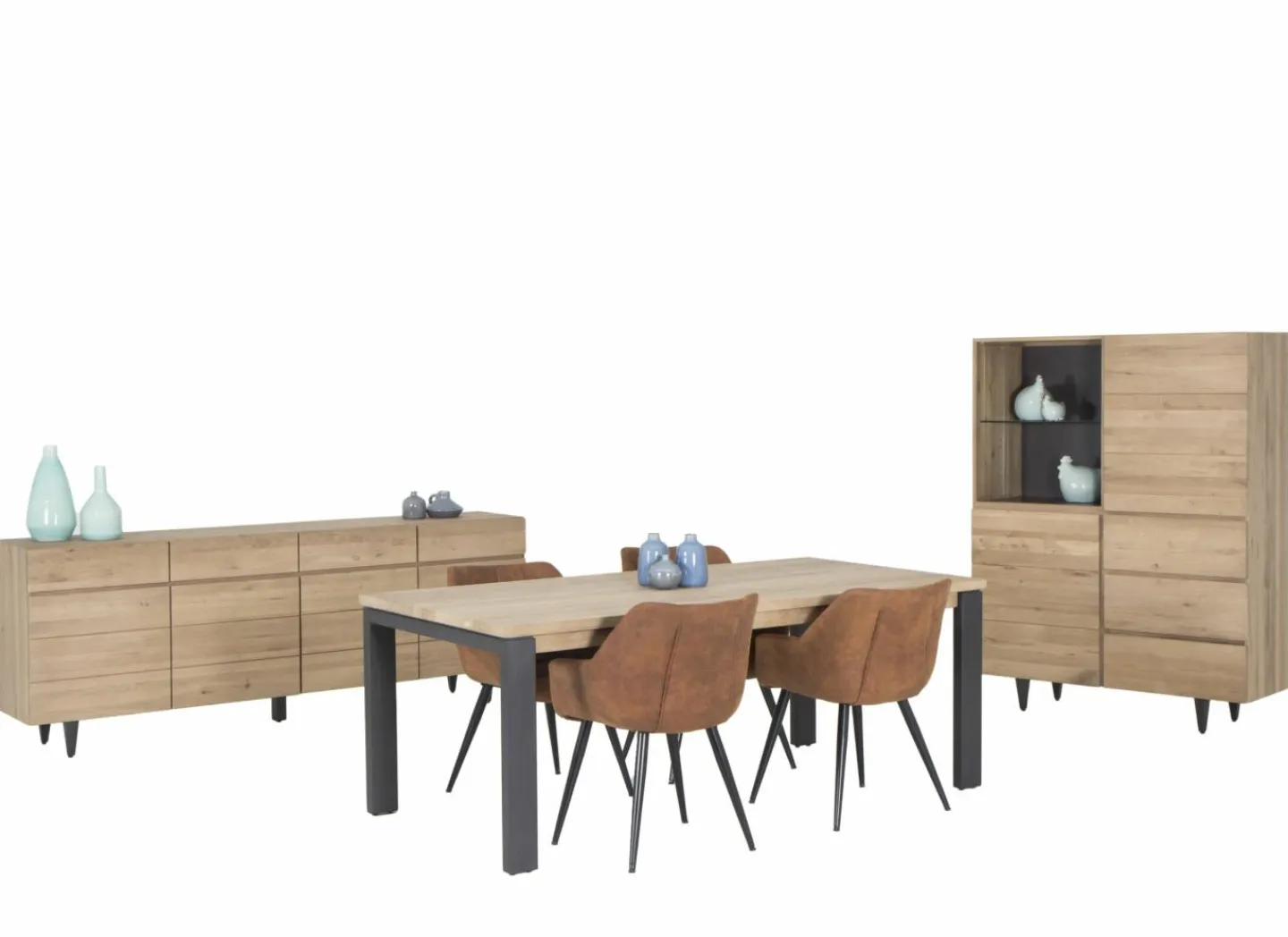 Dressoir Palacio 225cm - eik massief & decor- naturel