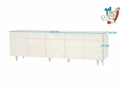 Dressoir Palacio 250cm - eik massief & decor- naturel