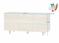 Dressoir Palacio 180cm - eik massief & decor- naturel