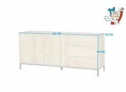 Dressoir Polar 190cm - eik massief & decor - naturel
