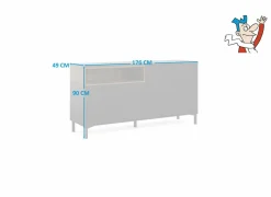 Dressoir Roomers 176cm - spaanplaat - zwart & walnoot